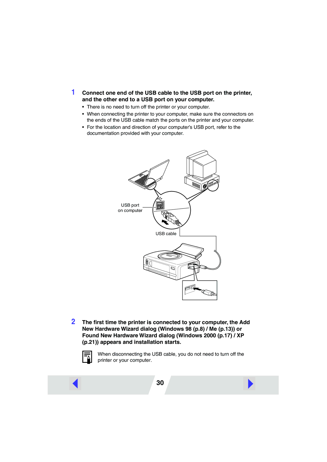 Canon 330, 220 manual There is no need to turn off the printer or your computer 