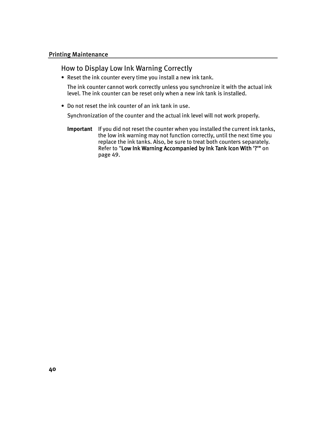 Canon 350, 250 quick start How to Display Low Ink Warning Correctly 