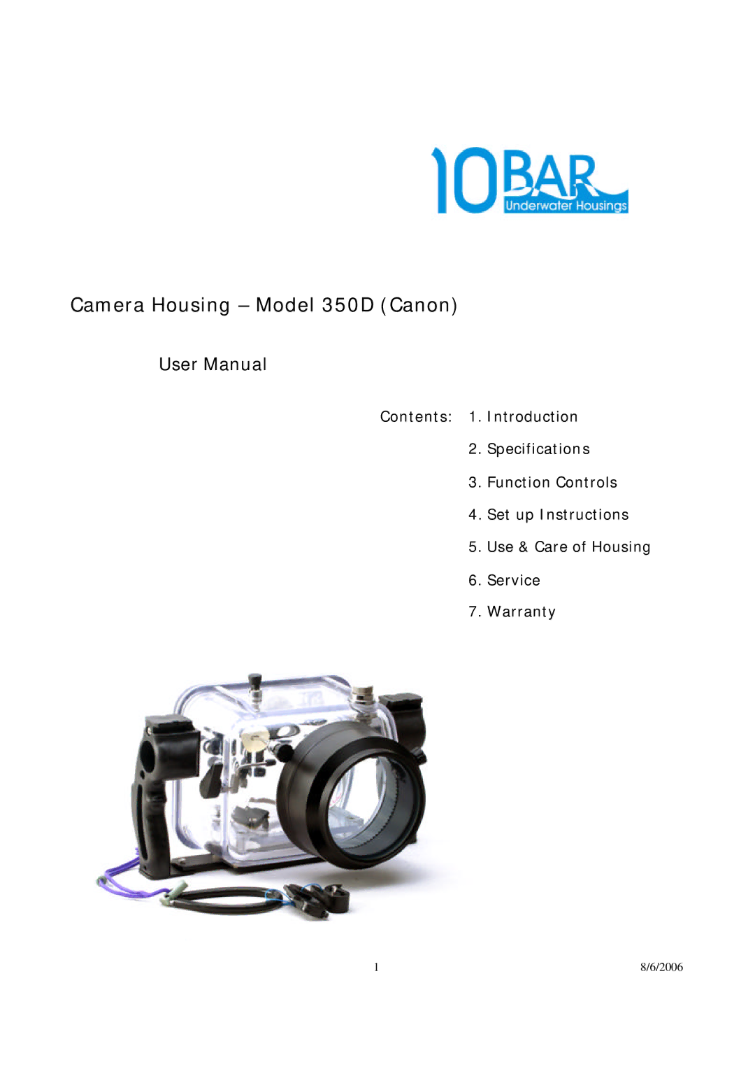 Canon user manual Camera Housing Model 350D Canon 