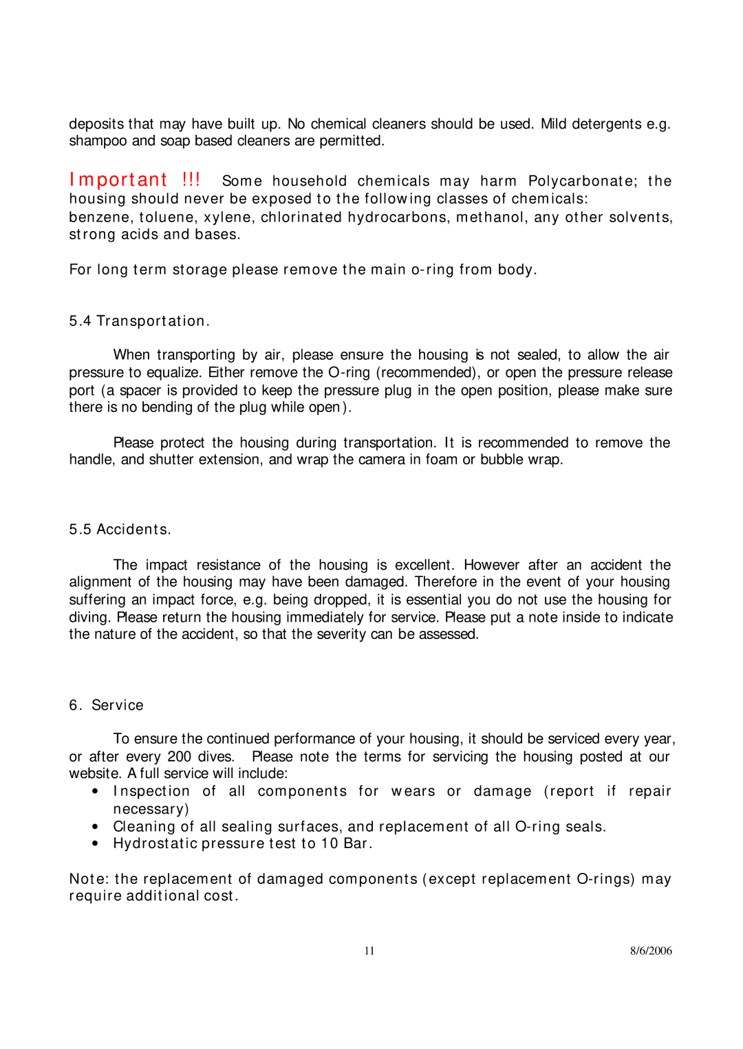 Canon 350D user manual Accidents, Service 