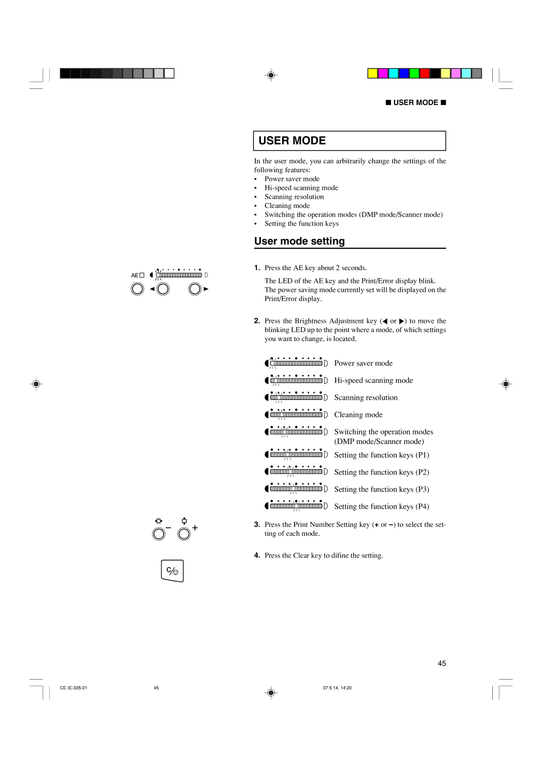 Canon 350II manual User Mode, User mode setting 