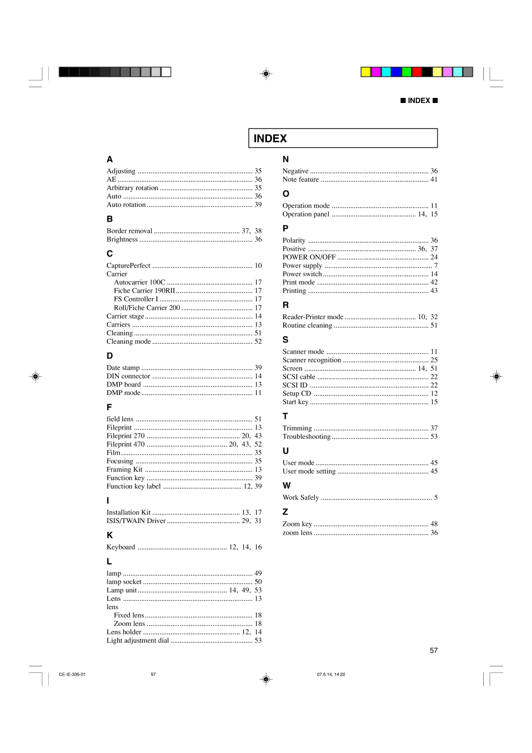 Canon 350II manual Index, Power ON/OFF 