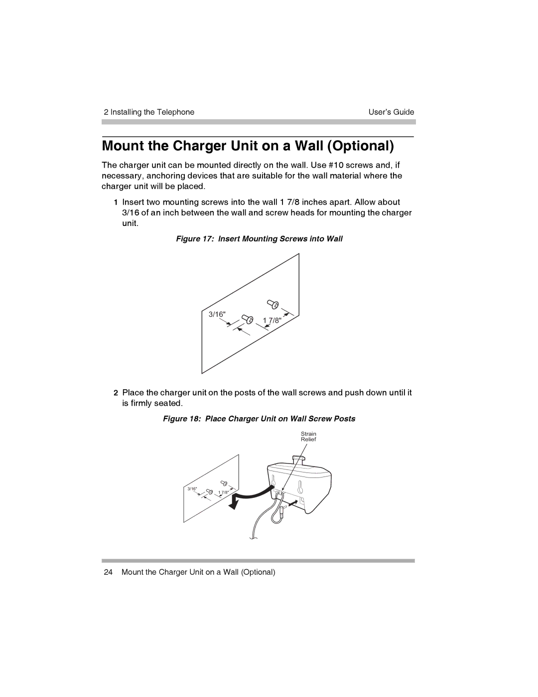 Canon 3920 manual Mount the Charger Unit on a Wall Optional, Insert Mounting Screws into Wall 