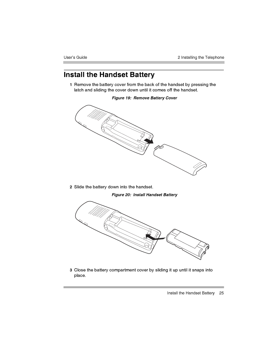 Canon 3920 manual Install the Handset Battery, Remove Battery Cover 