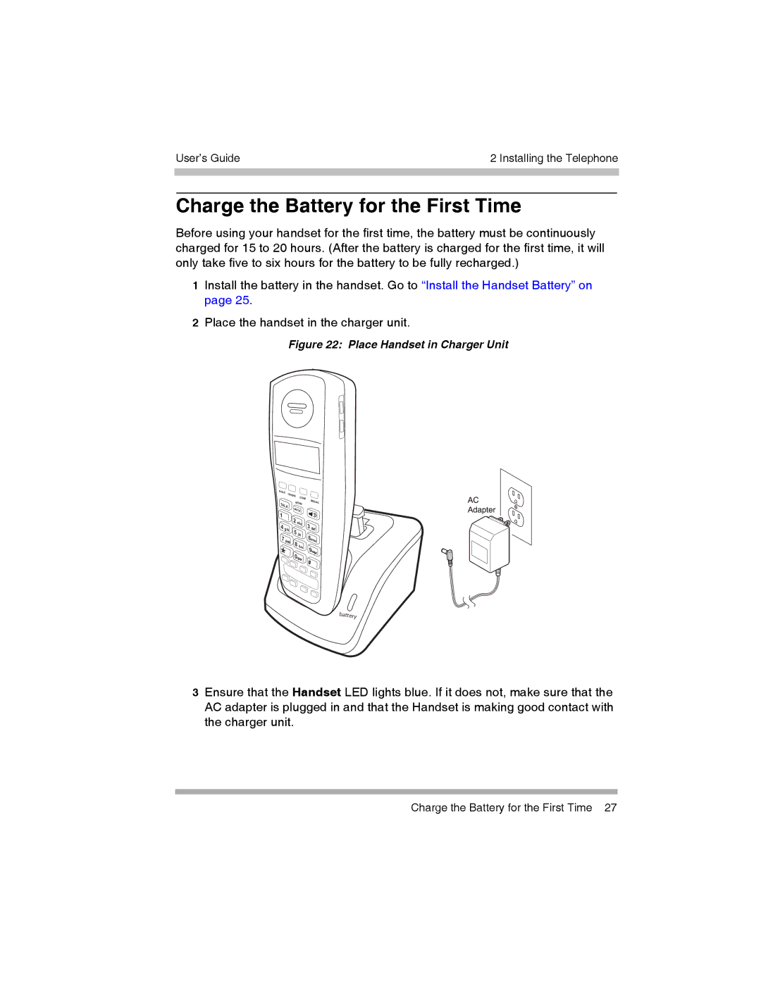 Canon 3920 manual Charge the Battery for the First Time, Place Handset in Charger Unit 