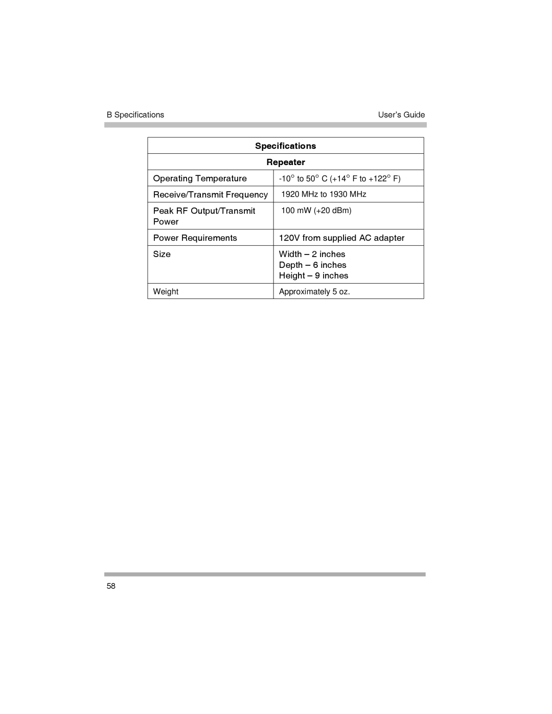 Canon 3920 manual Specifications Repeater 