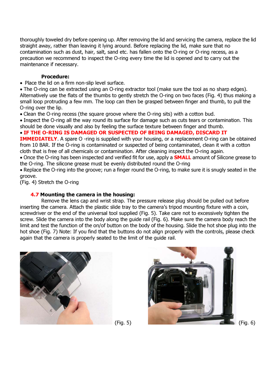 Canon 400D user manual Procedure, Mounting the camera in the housing 