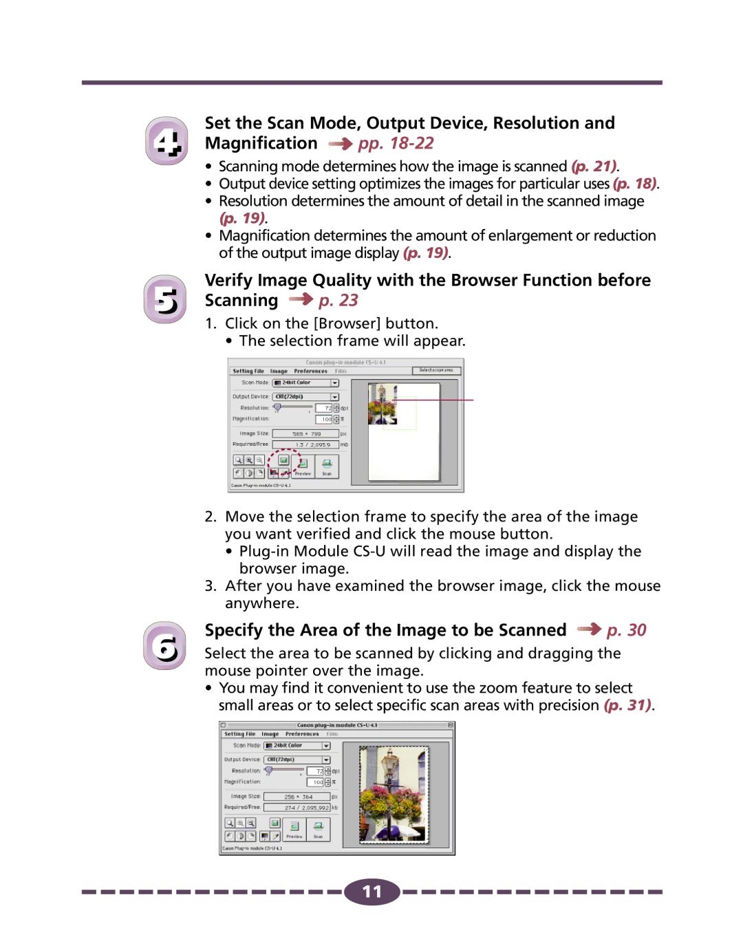 Canon 4.1 manual Verify Image Quality with the Browser Function before, Specify the Area of the Image to be Scanned 