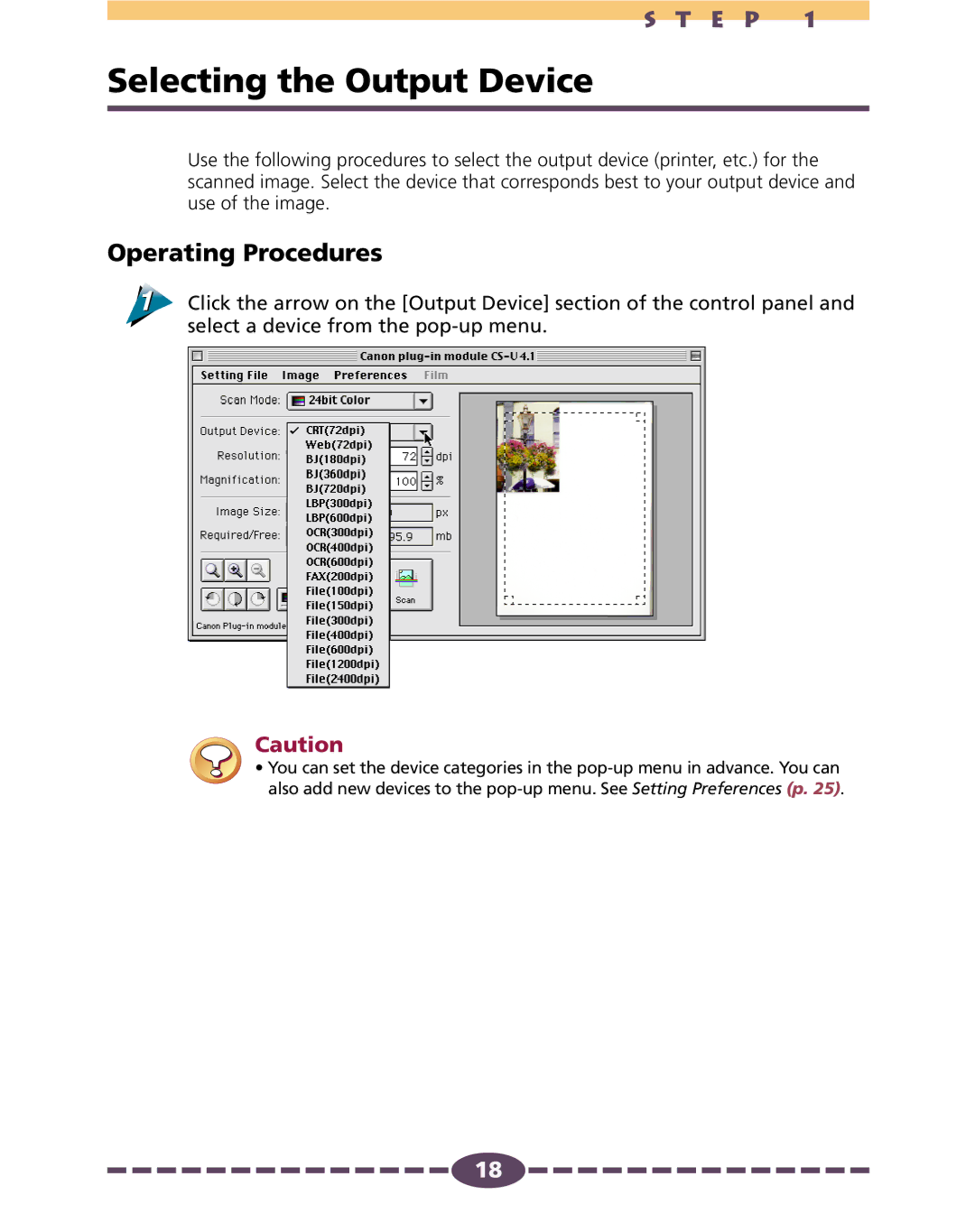 Canon 4.1 manual Selecting the Output Device 