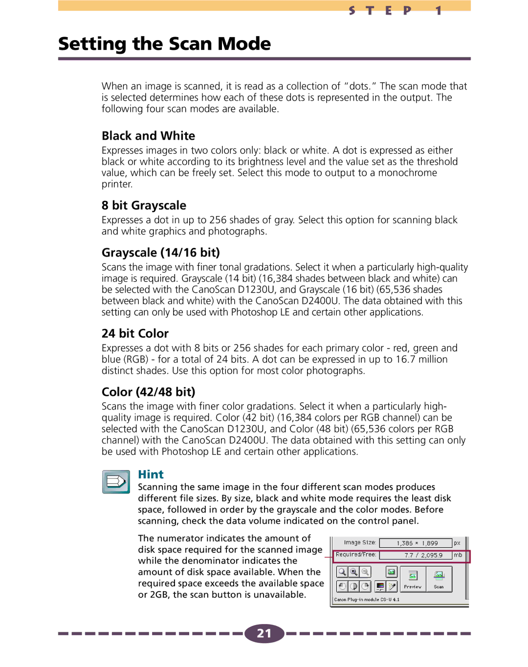 Canon 4.1 manual Setting the Scan Mode 