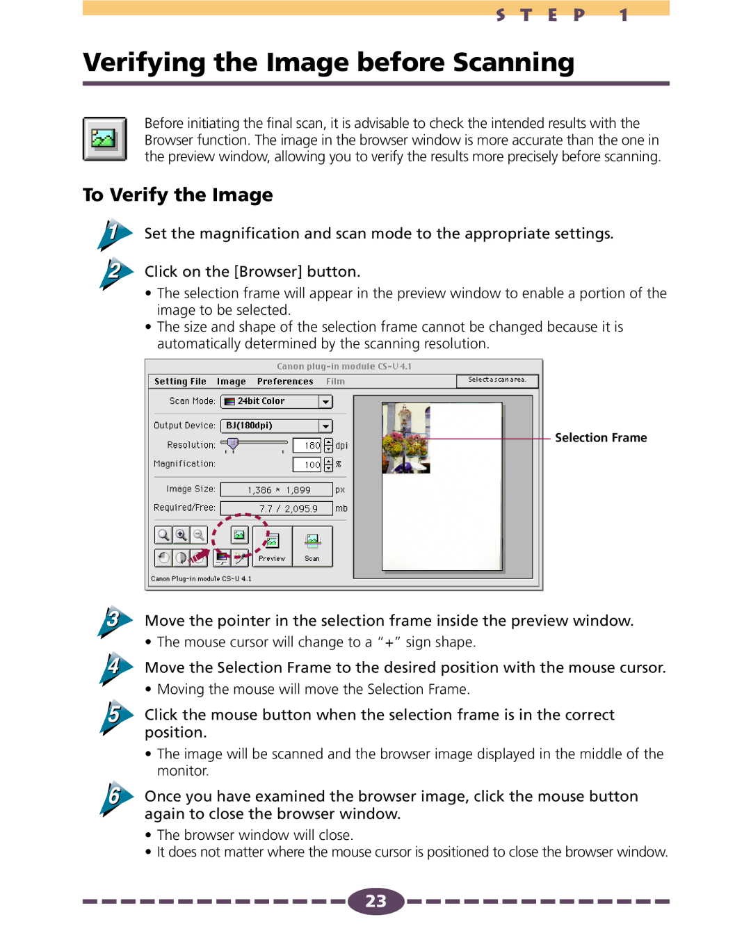 Canon 4.1 manual Verifying the Image before Scanning, To Verify the Image 