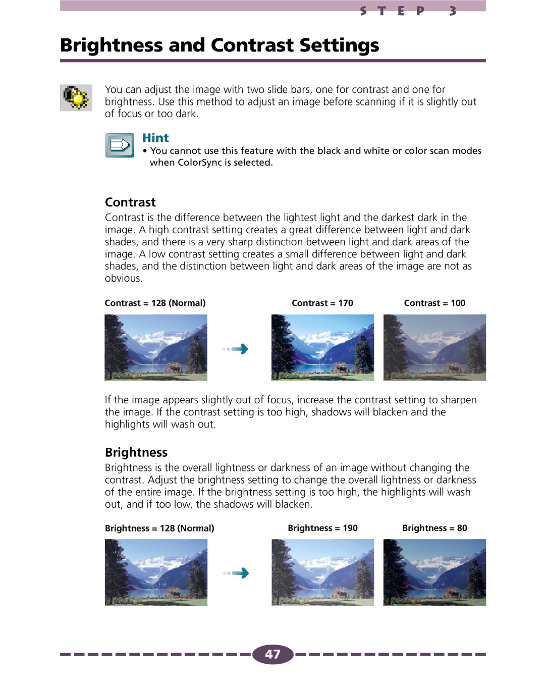 Canon 4.1 manual Brightness and Contrast Settings 