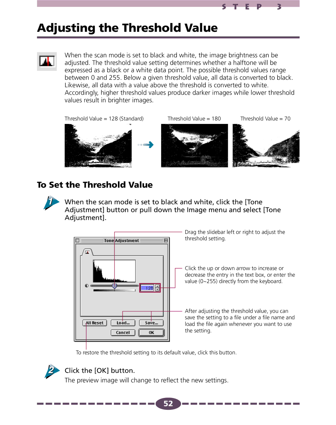 Canon 4.1 manual Adjusting the Threshold Value, To Set the Threshold Value 