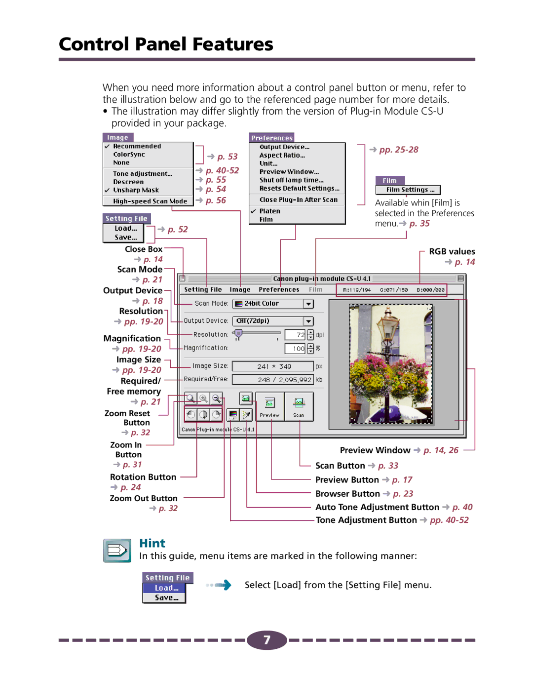 Canon 4.1 manual Control Panel Features, Pp -20Image Size 