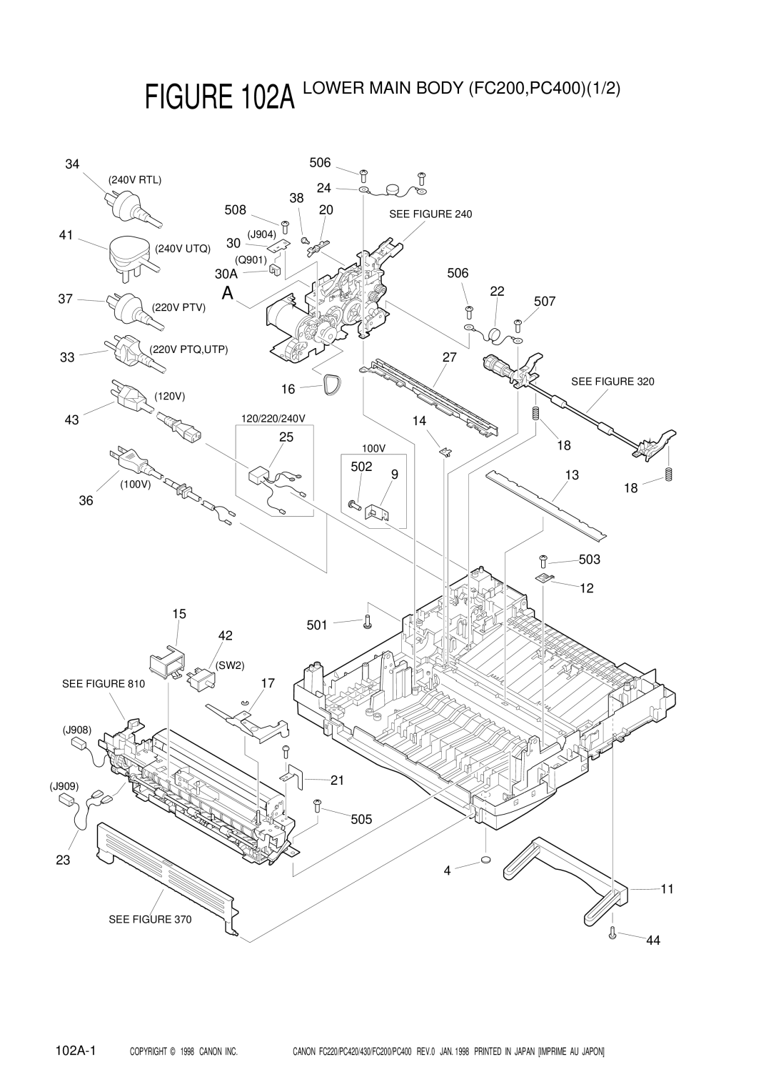 Canon FC200, 430, PC420, PC400, FC220 manual 508, 506 30A, 503 501, 102A-1 