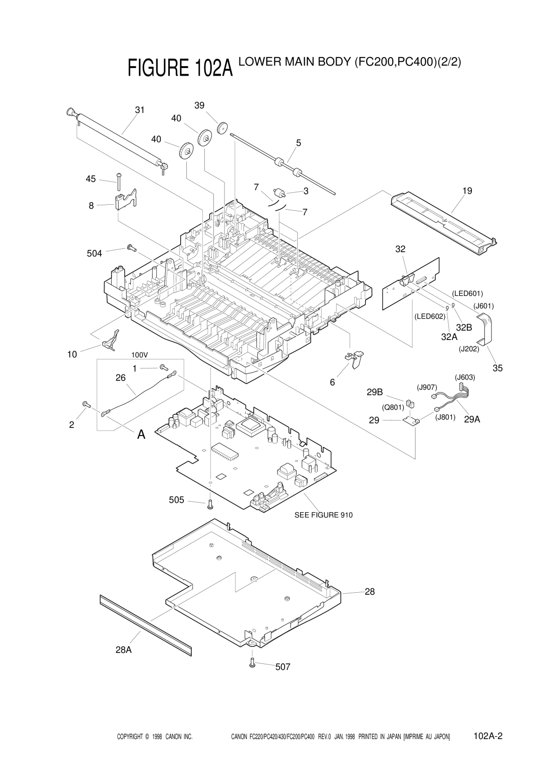 Canon 430, PC420, PC400, FC220, FC200 manual 3139 504, 32B 32A, 29B, 28A 507, 102A-2 