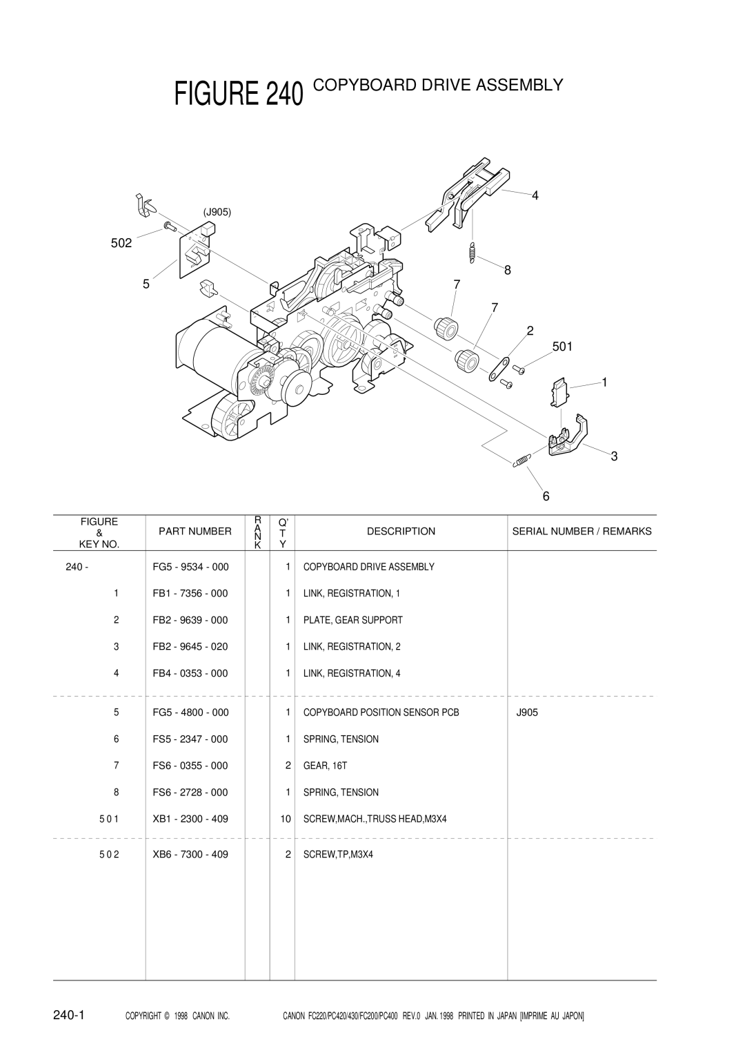 Canon 430, PC420, PC400, FC220, FC200 manual 502, 240-1 