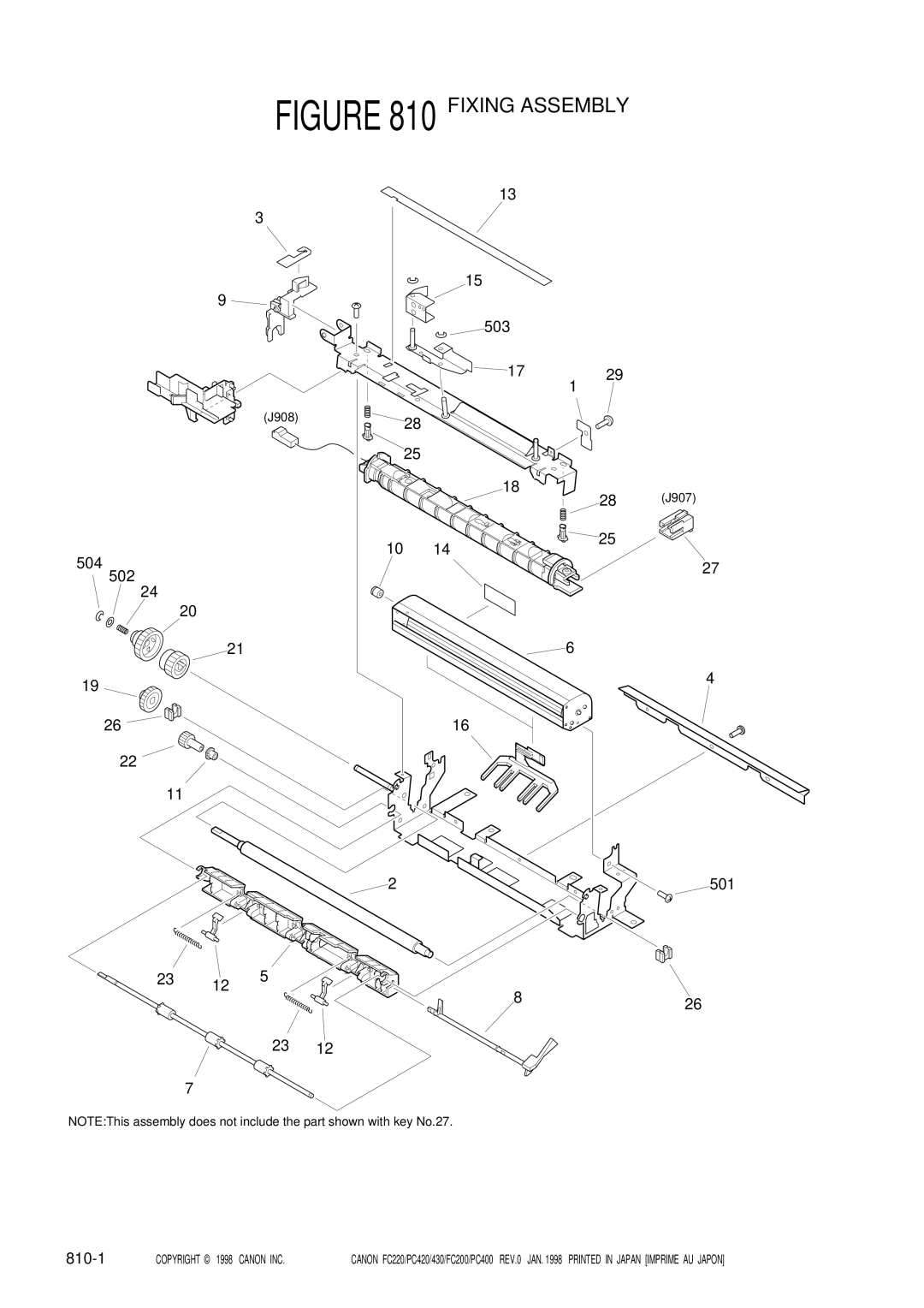 Canon 430, PC420, PC400, FC220, FC200 manual 503 1729 504 502, 23 12 501 810-1 