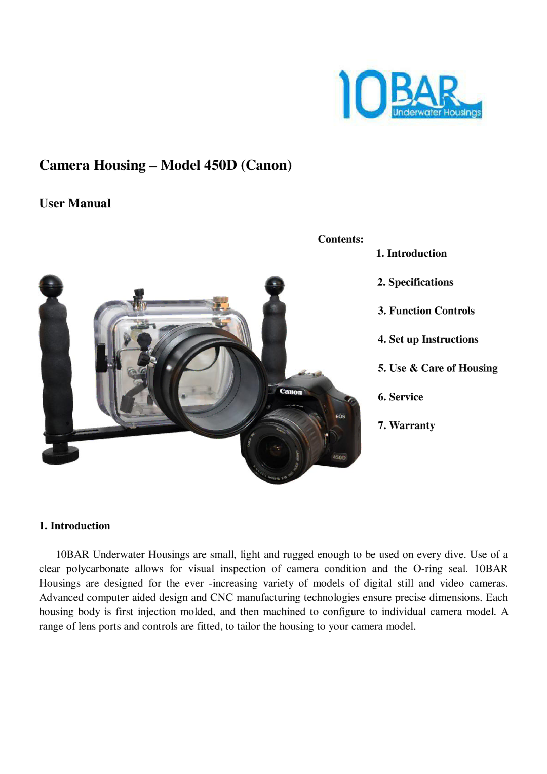 Canon user manual Camera Housing Model 450D Canon 