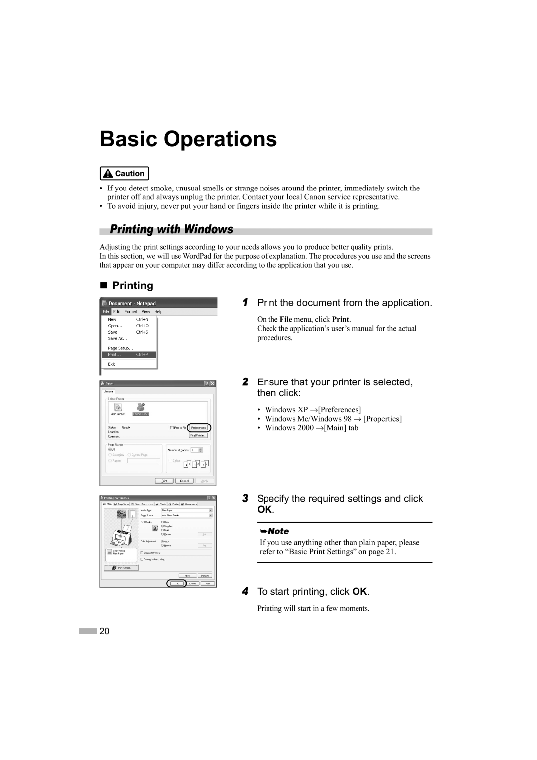 Canon 475D quick start Basic Operations, Printing with Windows, „ Printing 