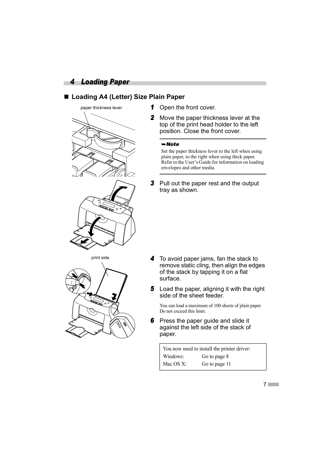 Canon 475D quick start Loading Paper, „ Loading A4 Letter Size Plain Paper 