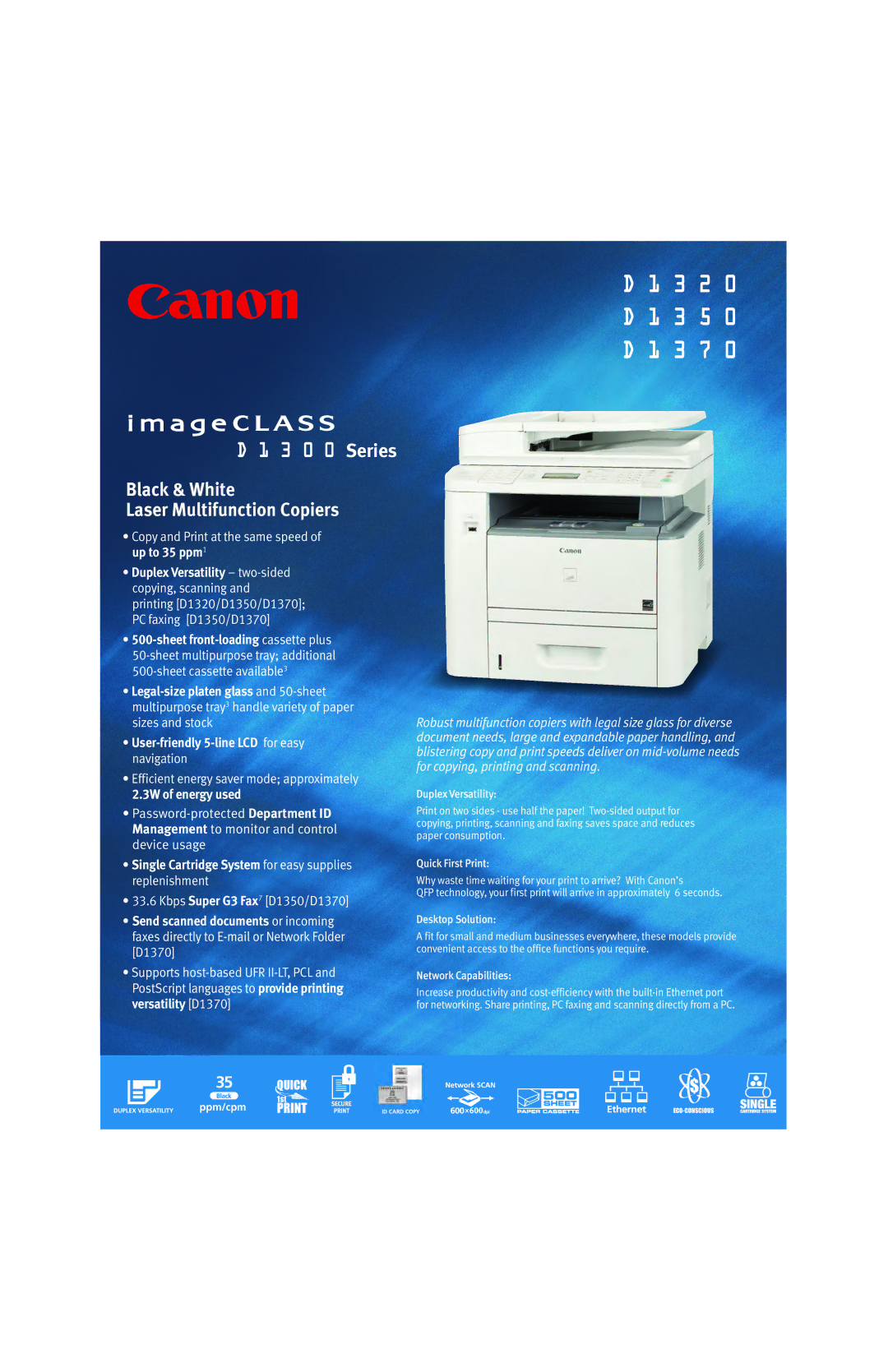 Canon 4839B002AA, 4839B006AA manual Series Black & White Laser Multifunction Copiers 