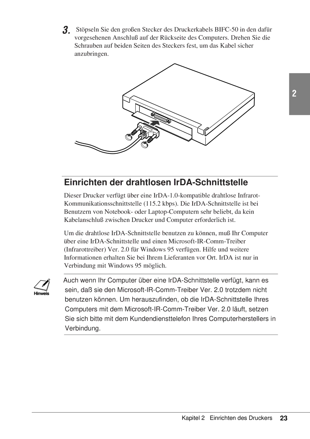 Canon 50 manual Einrichten der drahtlosen IrDA-Schnittstelle 