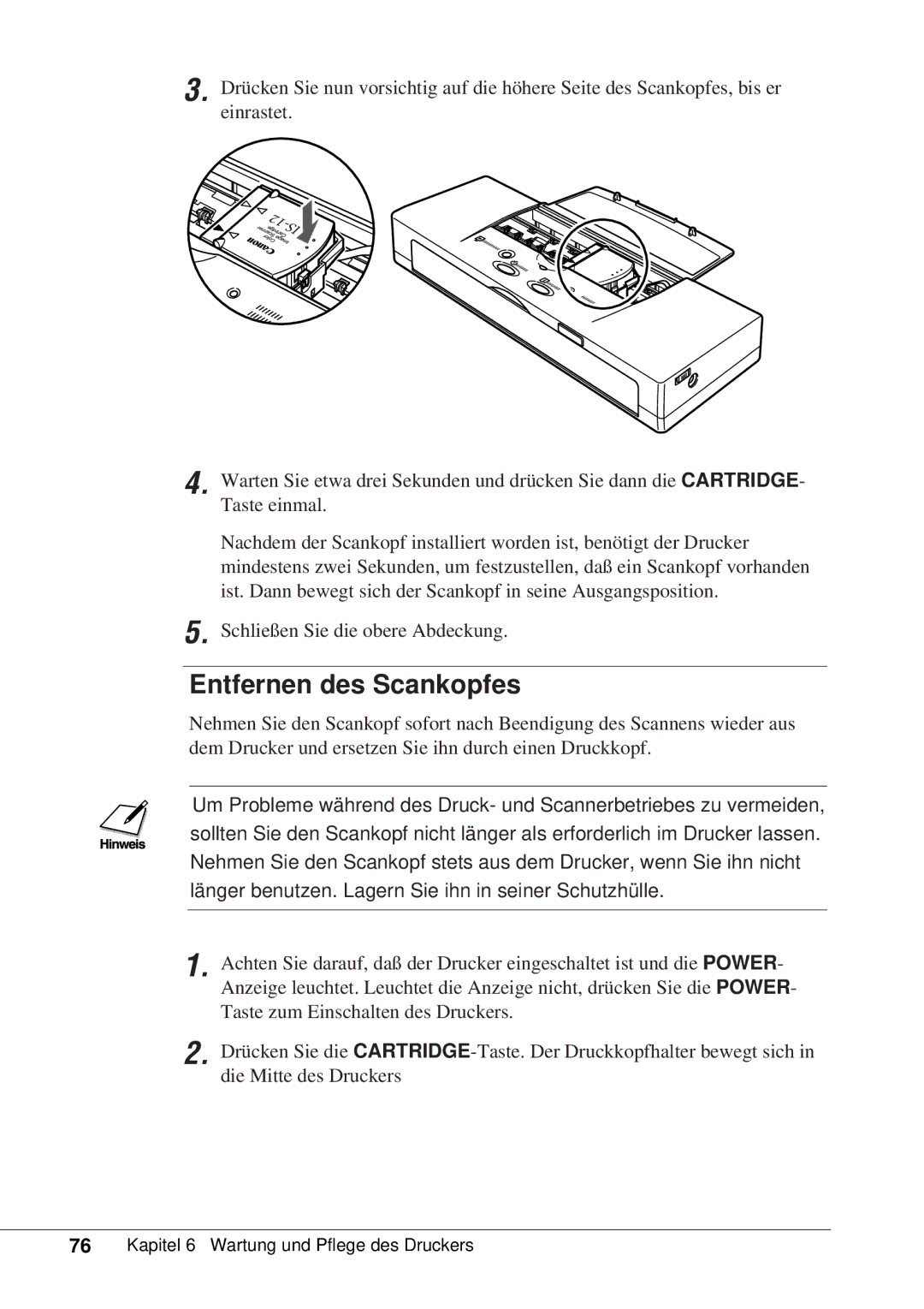 Canon 50 manual Entfernen des Scankopfes 