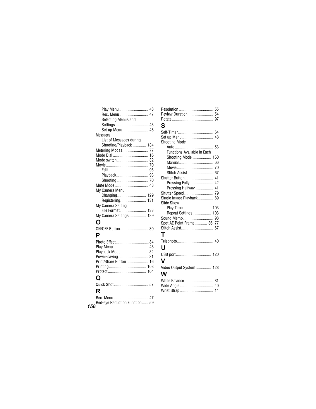 Canon 500 Selecting Menus, Messages List of Messages during, My Camera Menu, My Camera Setting, Shooting Mode, 160, 103 