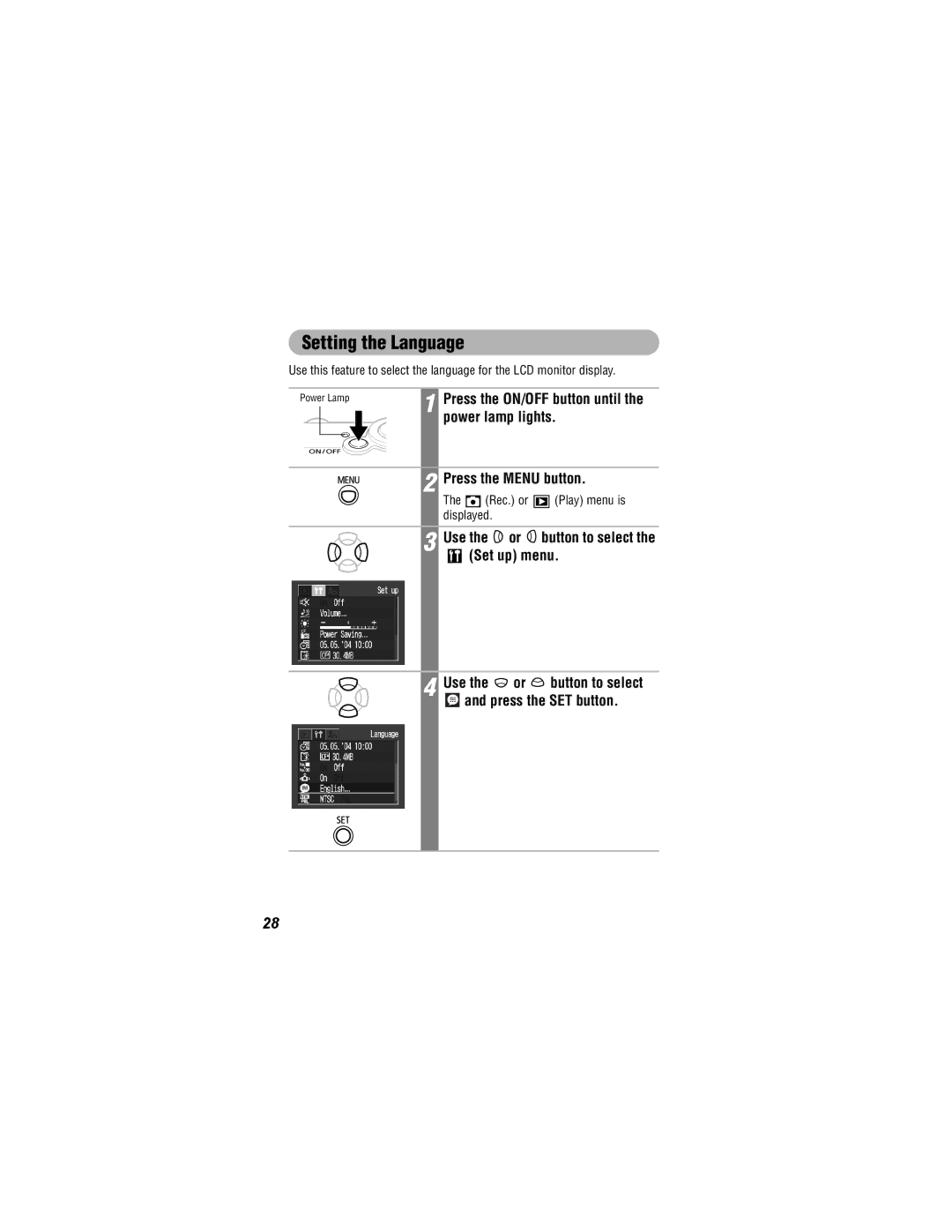 Canon 500, 430 manual Setting the Language 