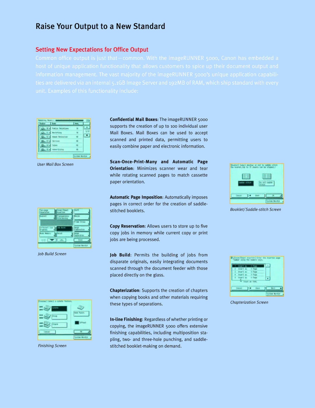 Canon 5000 manual Raise Your Output to a New Standard, Setting New Expectations for Office Output 