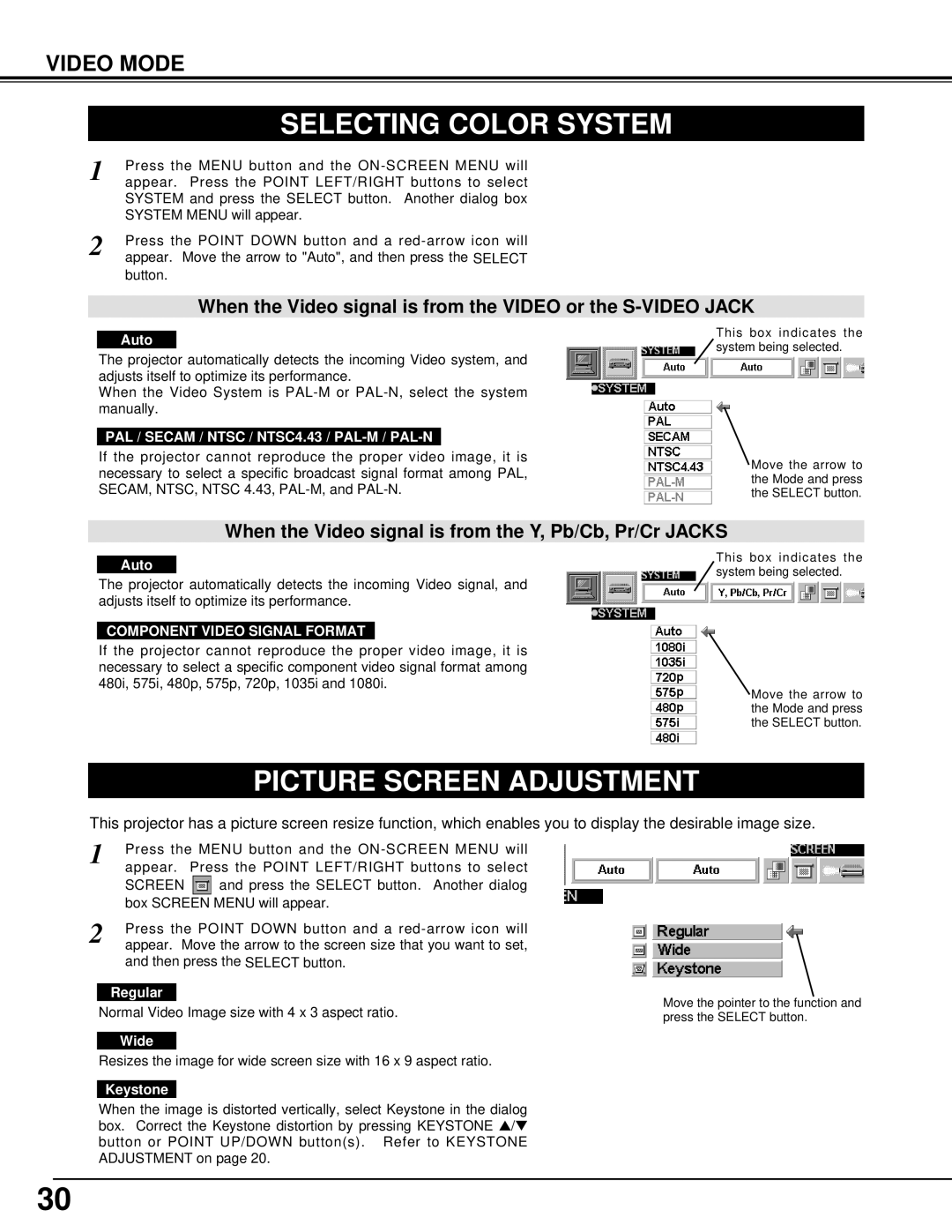 Canon 5100 owner manual Selecting Color System, Regular, Wide 