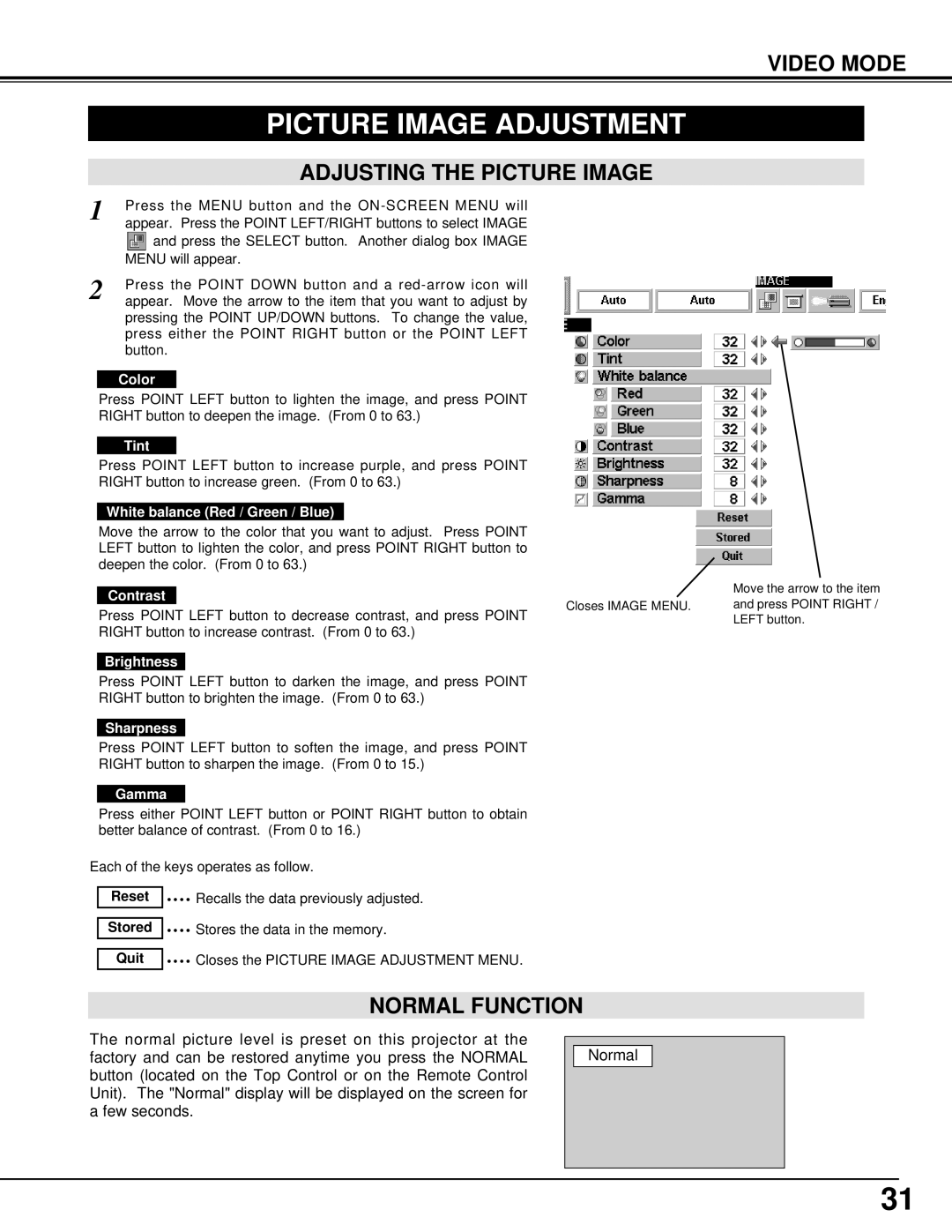 Canon 5100 owner manual Picture Image Adjustment, Color, Tint, Sharpness 