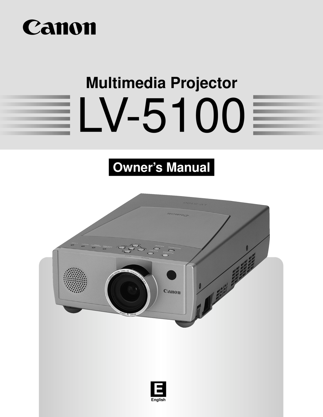 Canon owner manual LV-5100, Multimedia Projector, English 
