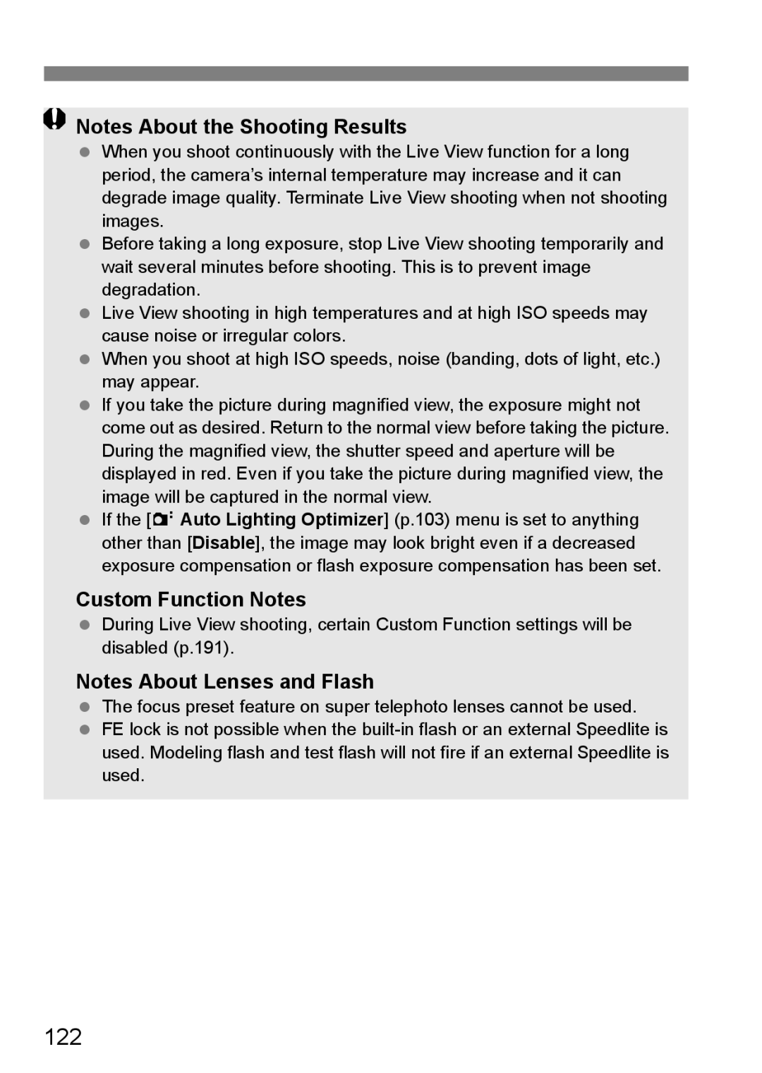 Canon 550D instruction manual 122, Custom Function Notes 