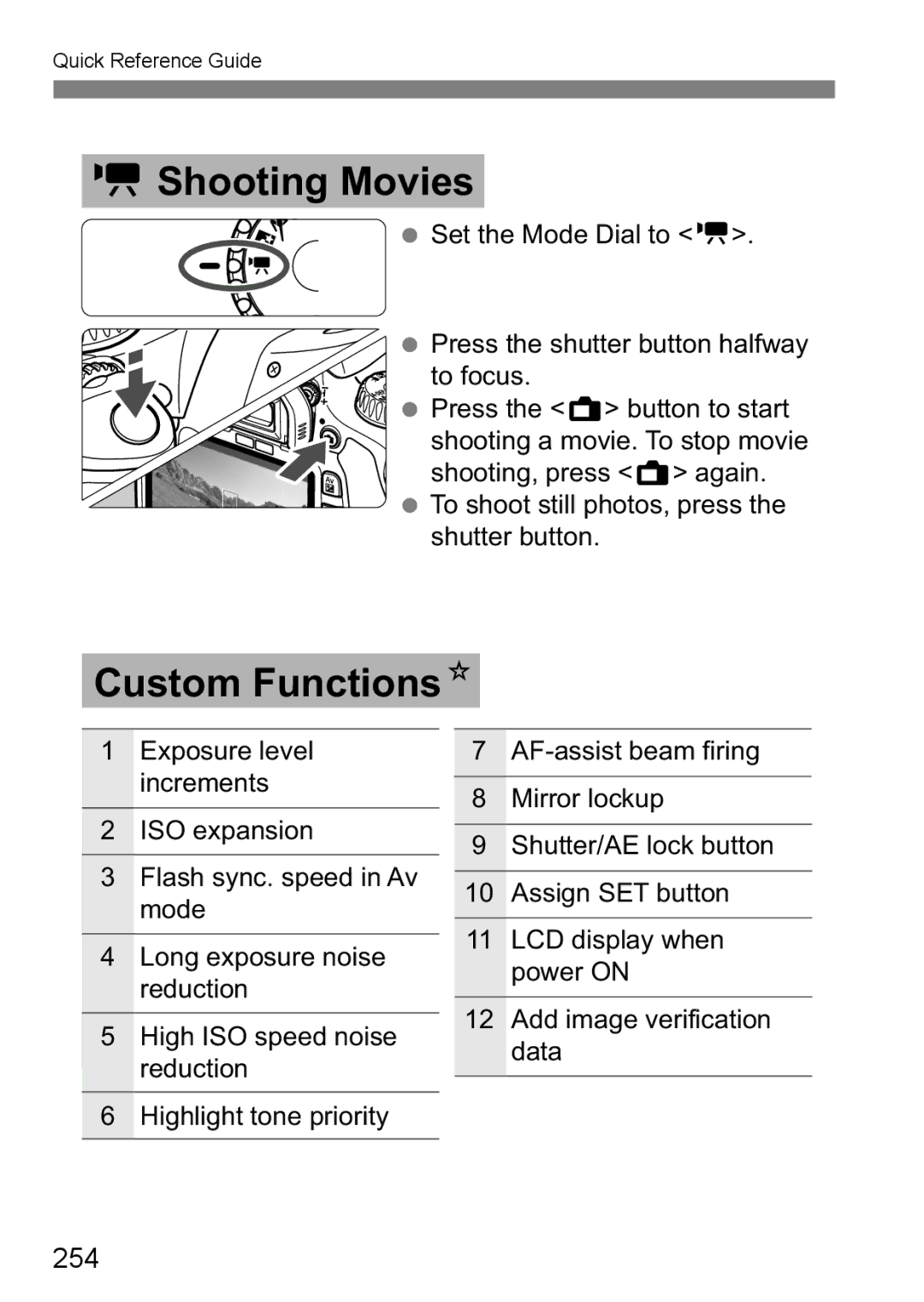 Canon 550D instruction manual Shooting Movies, 254 