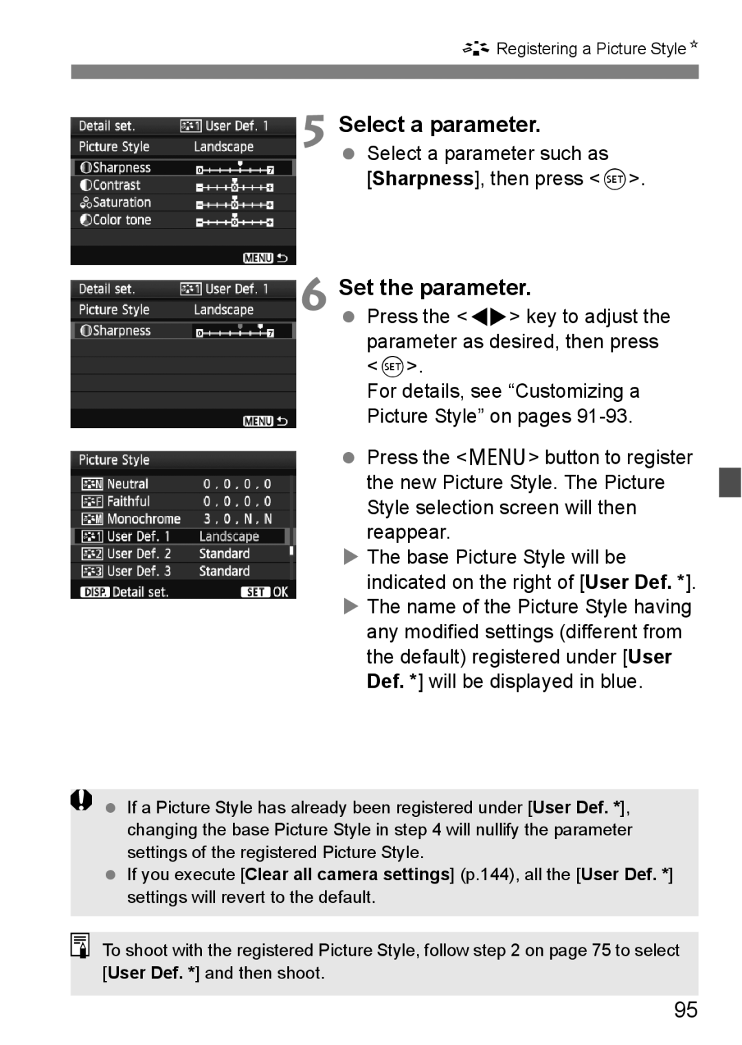 Canon 550D instruction manual Registering a Picture StyleN 