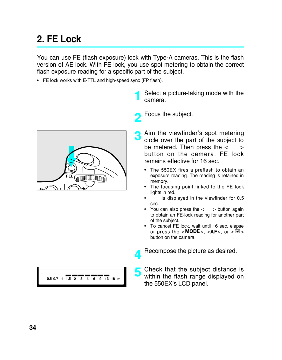 Canon 550EX manual FE Lock 