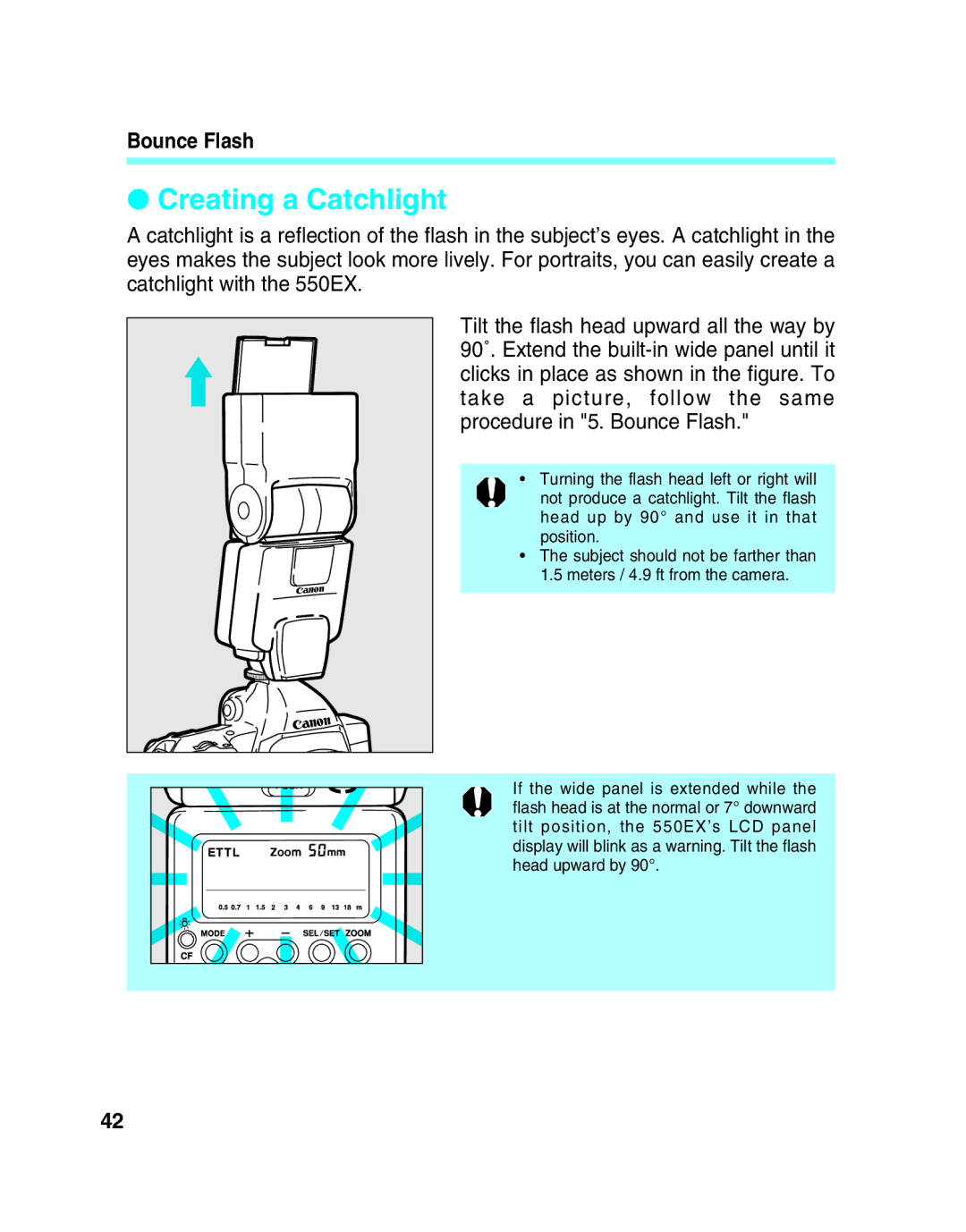 Canon 550EX manual Creating a Catchlight 