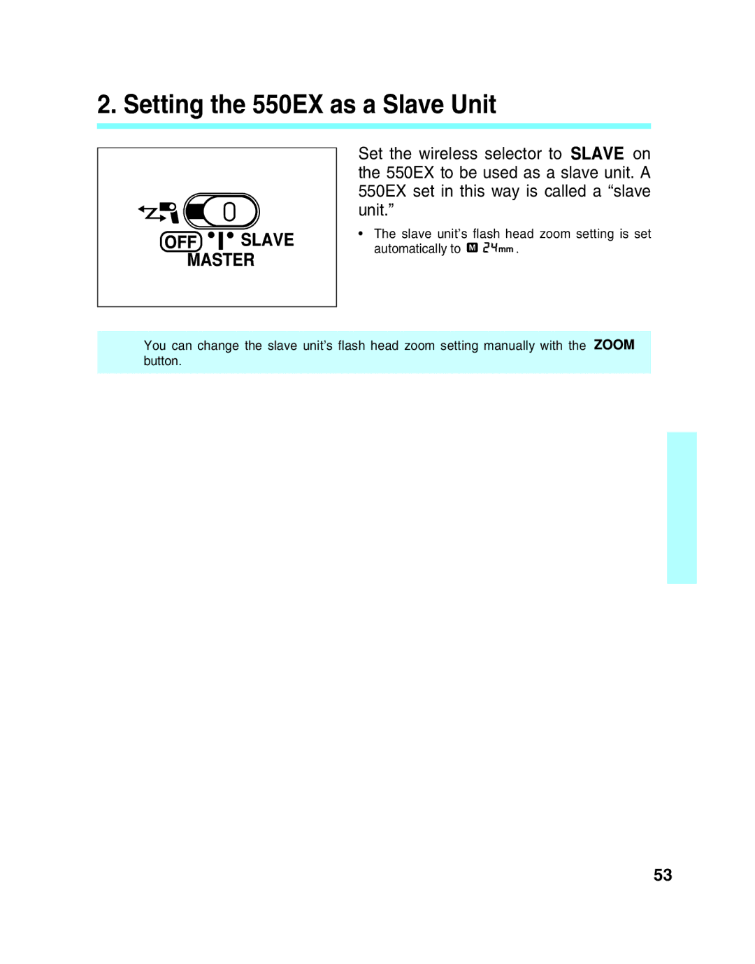 Canon manual Setting the 550EX as a Slave Unit 