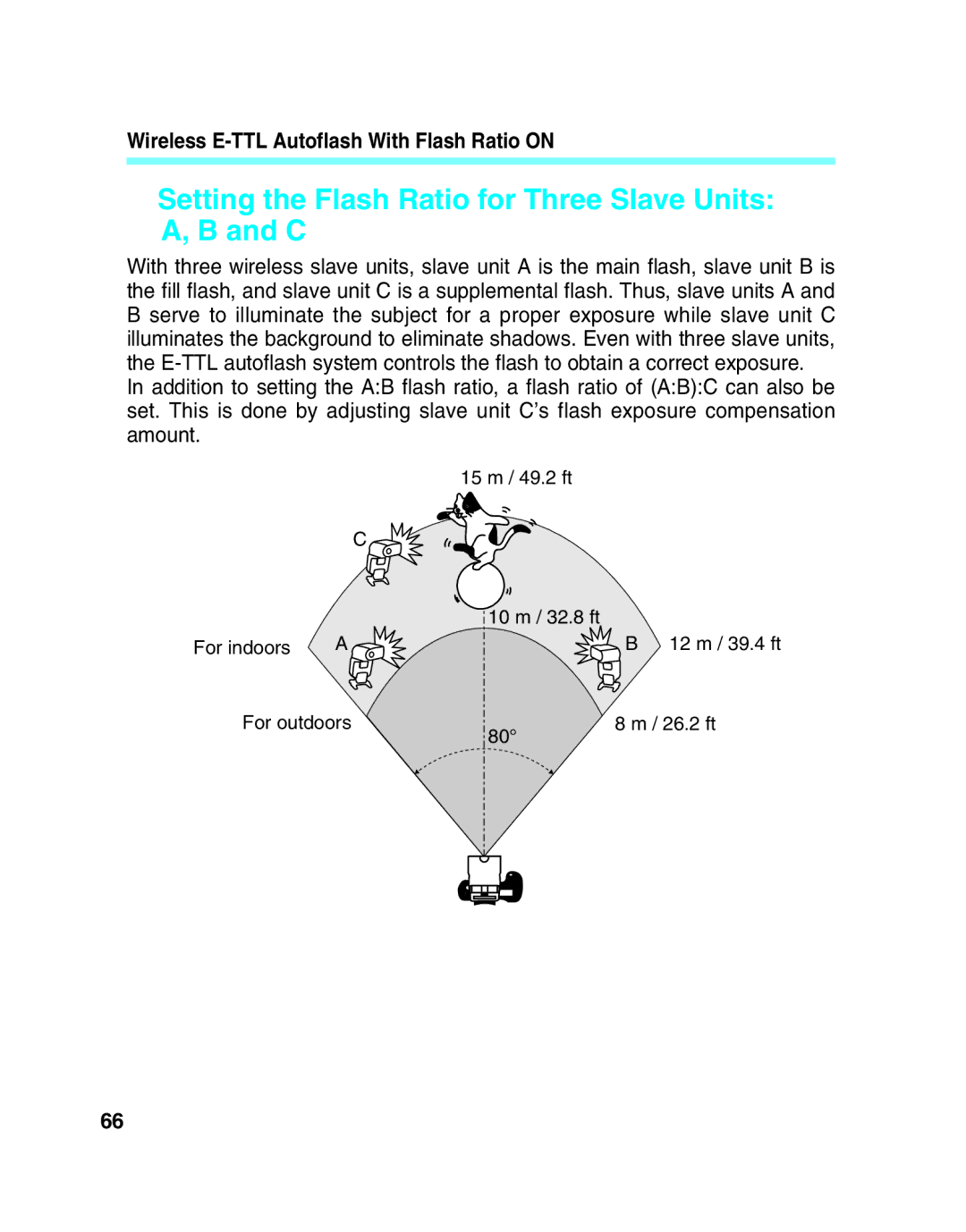 Canon 550EX manual Setting the Flash Ratio for Three Slave Units A, B and C 