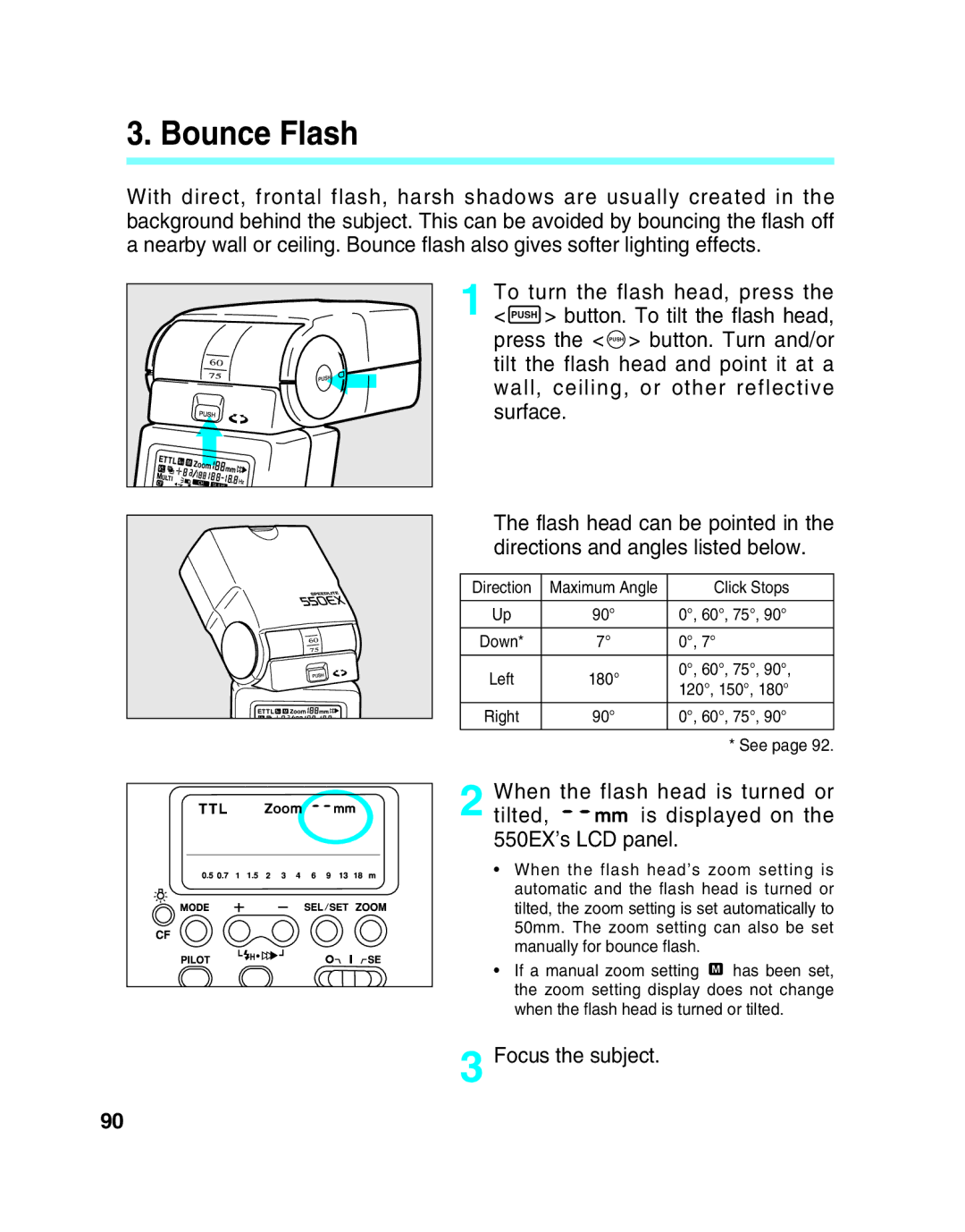 Canon 550EX manual Bounce Flash 