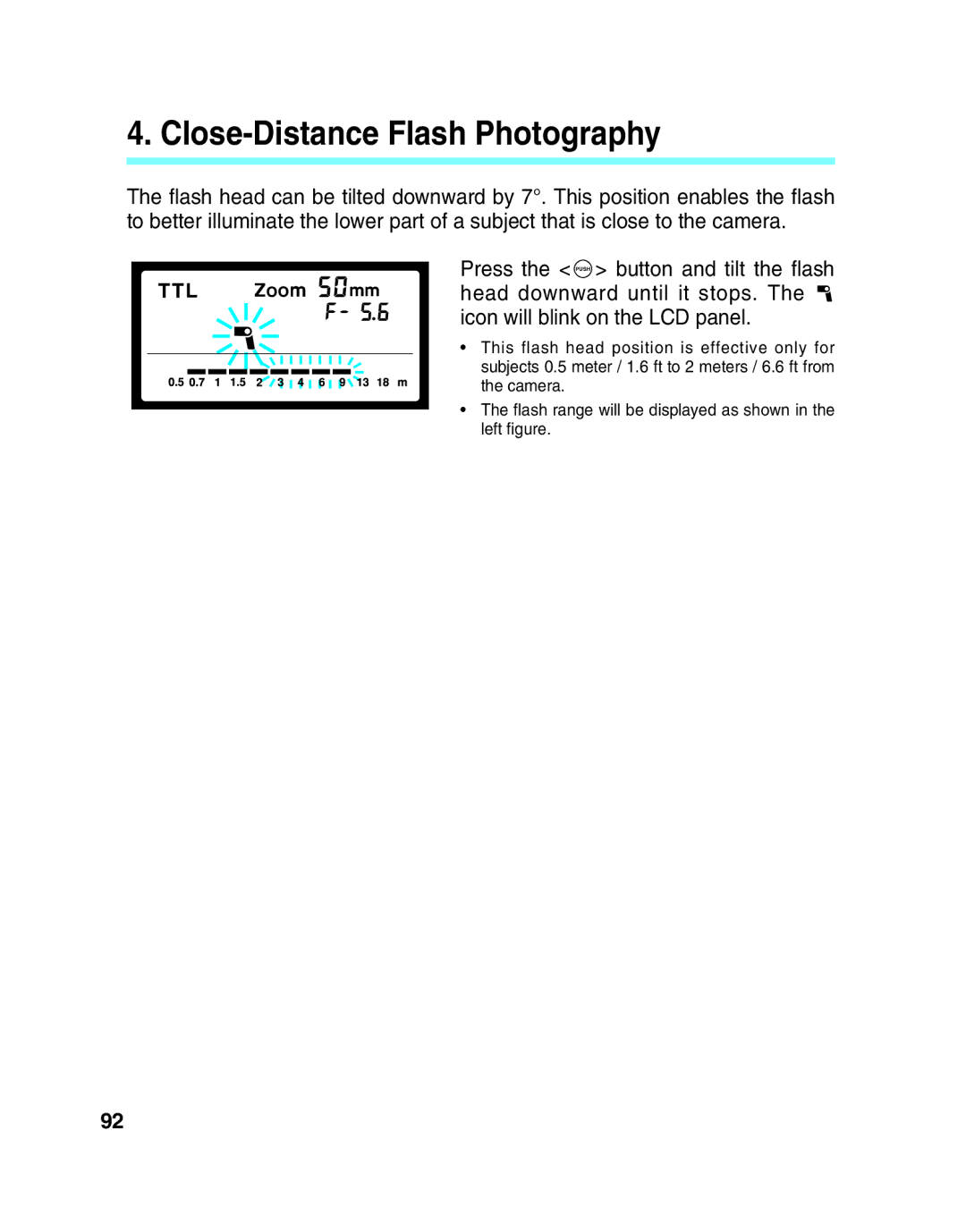 Canon 550EX manual Close-Distance Flash Photography 