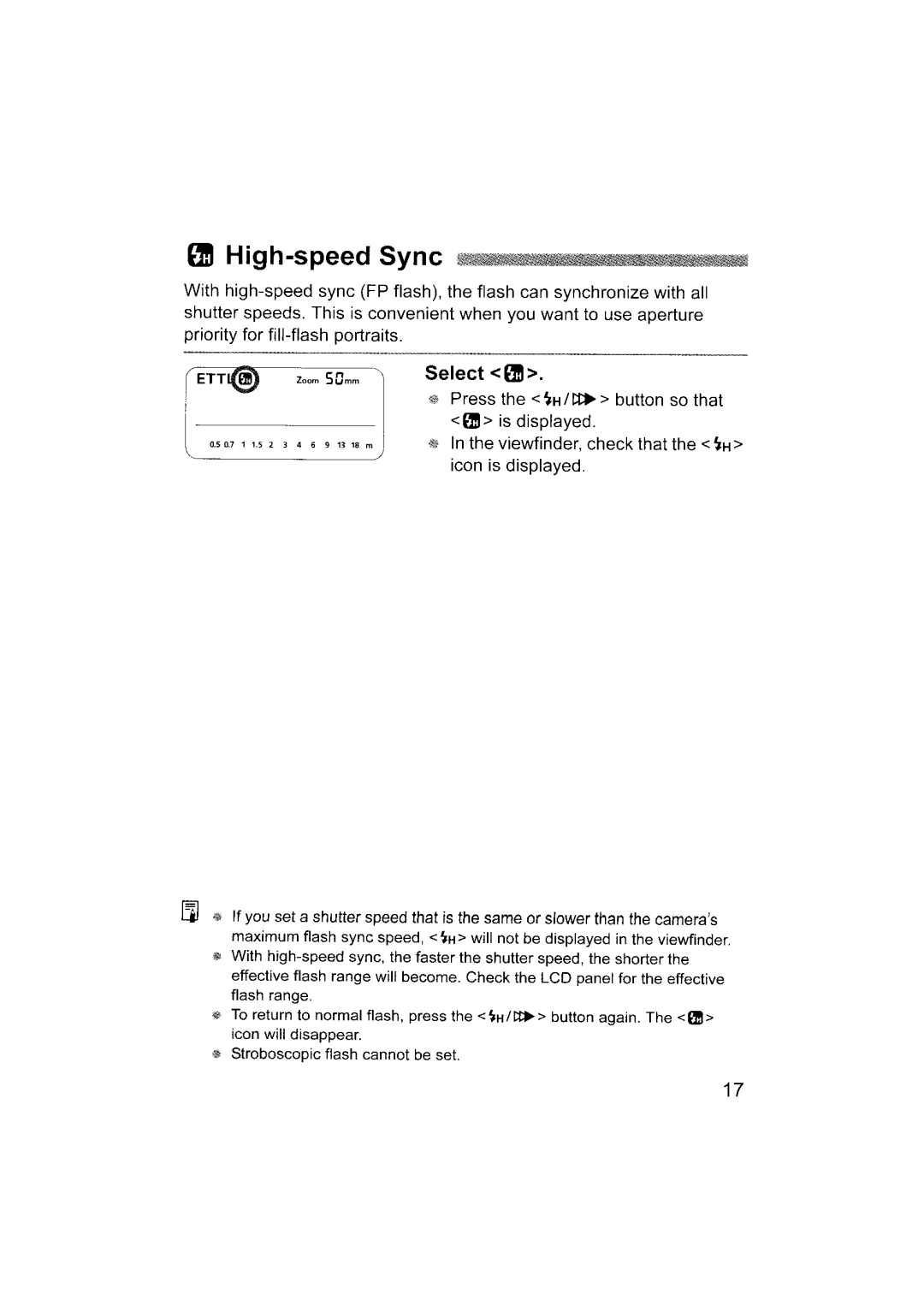 Canon 580EX II instruction manual IHigh-speed Sync 