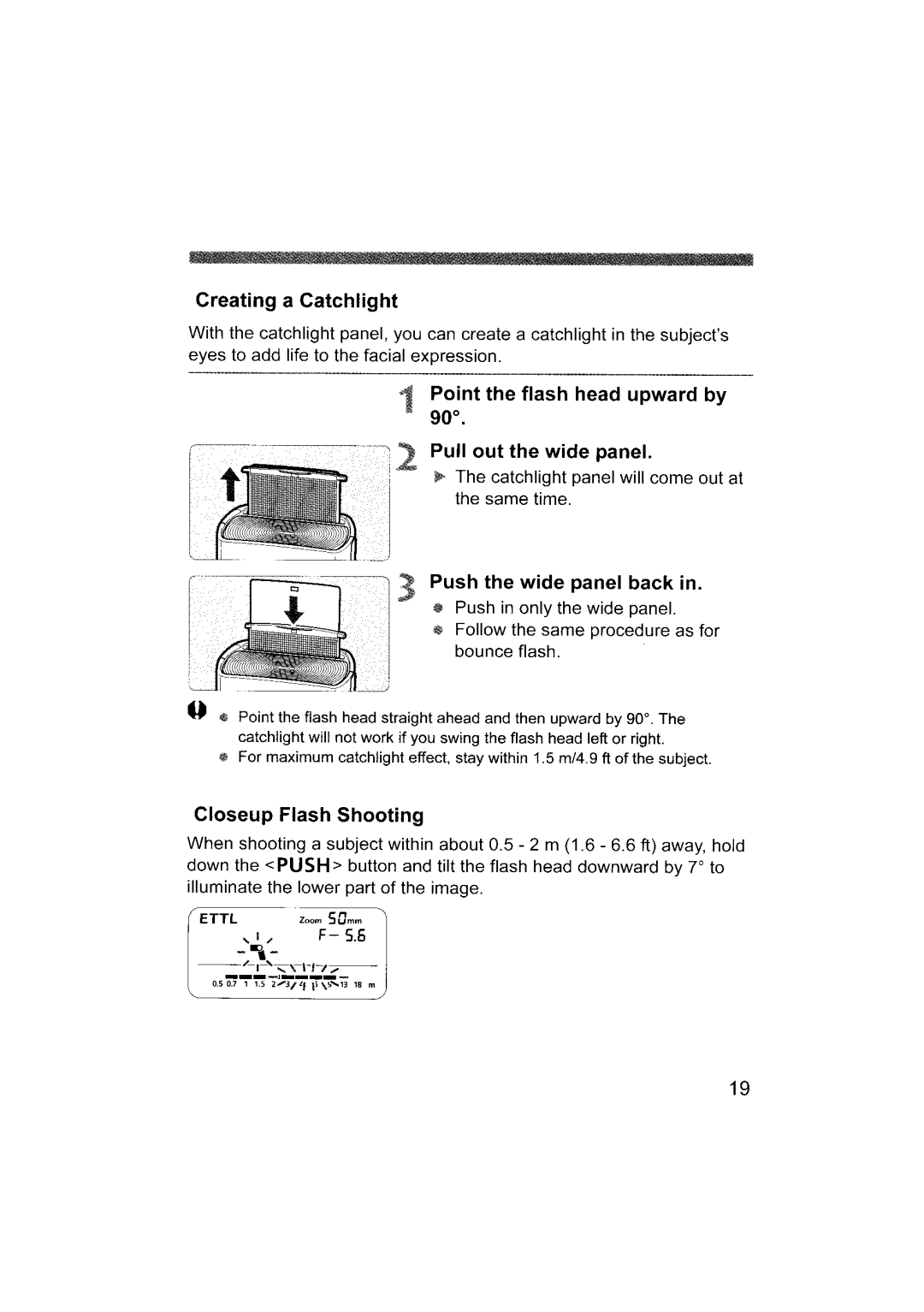 Canon 580EX II instruction manual Creating a Catchlight, Catchlight panel will come out at the same time 