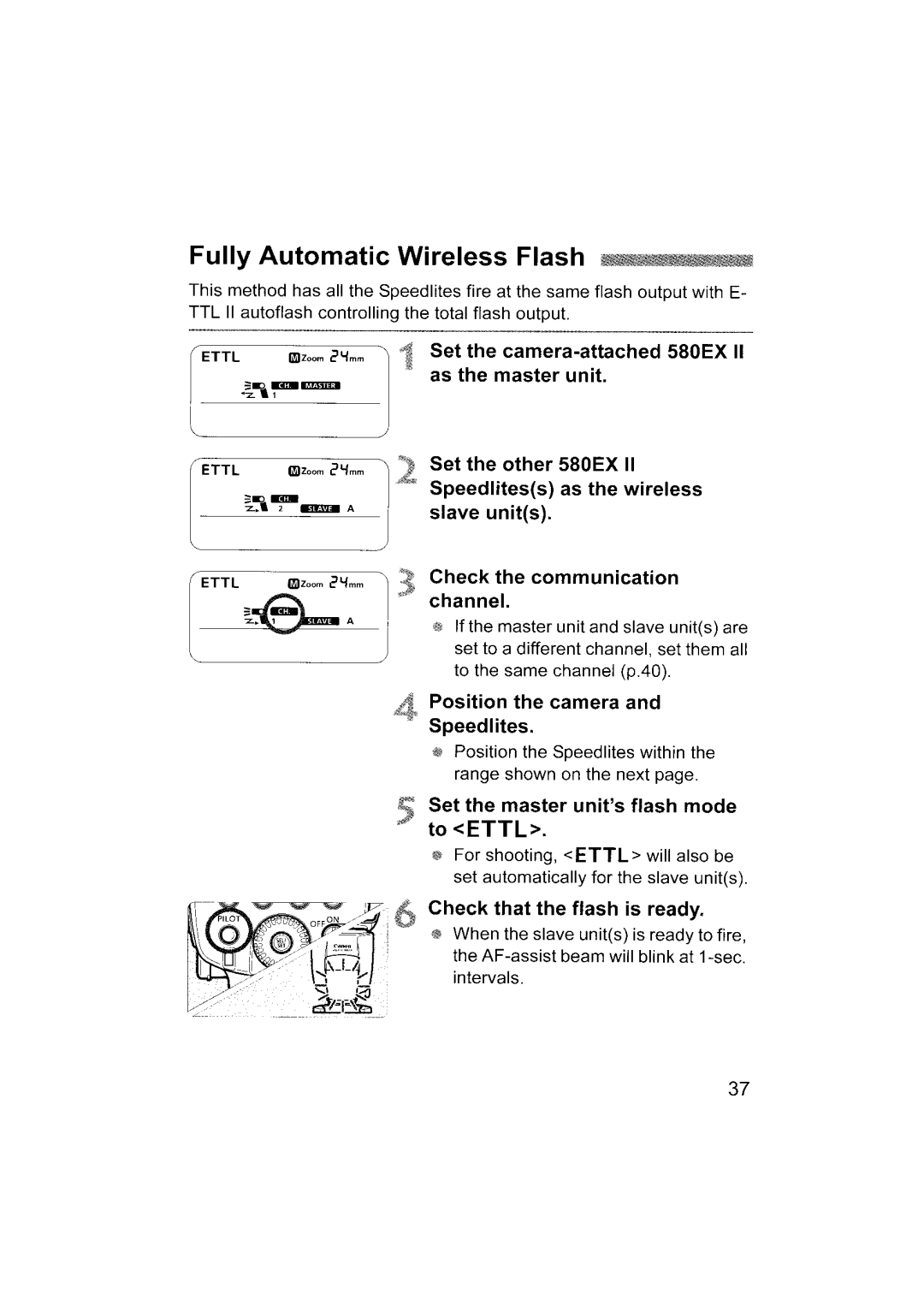 Canon 580EX II instruction manual Fully Automatic Wireless Flash, Set the camera-attached 580EX, As the master unit 