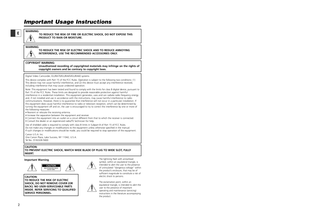 Canon 60, 65 instruction manual Important Usage Instructions 
