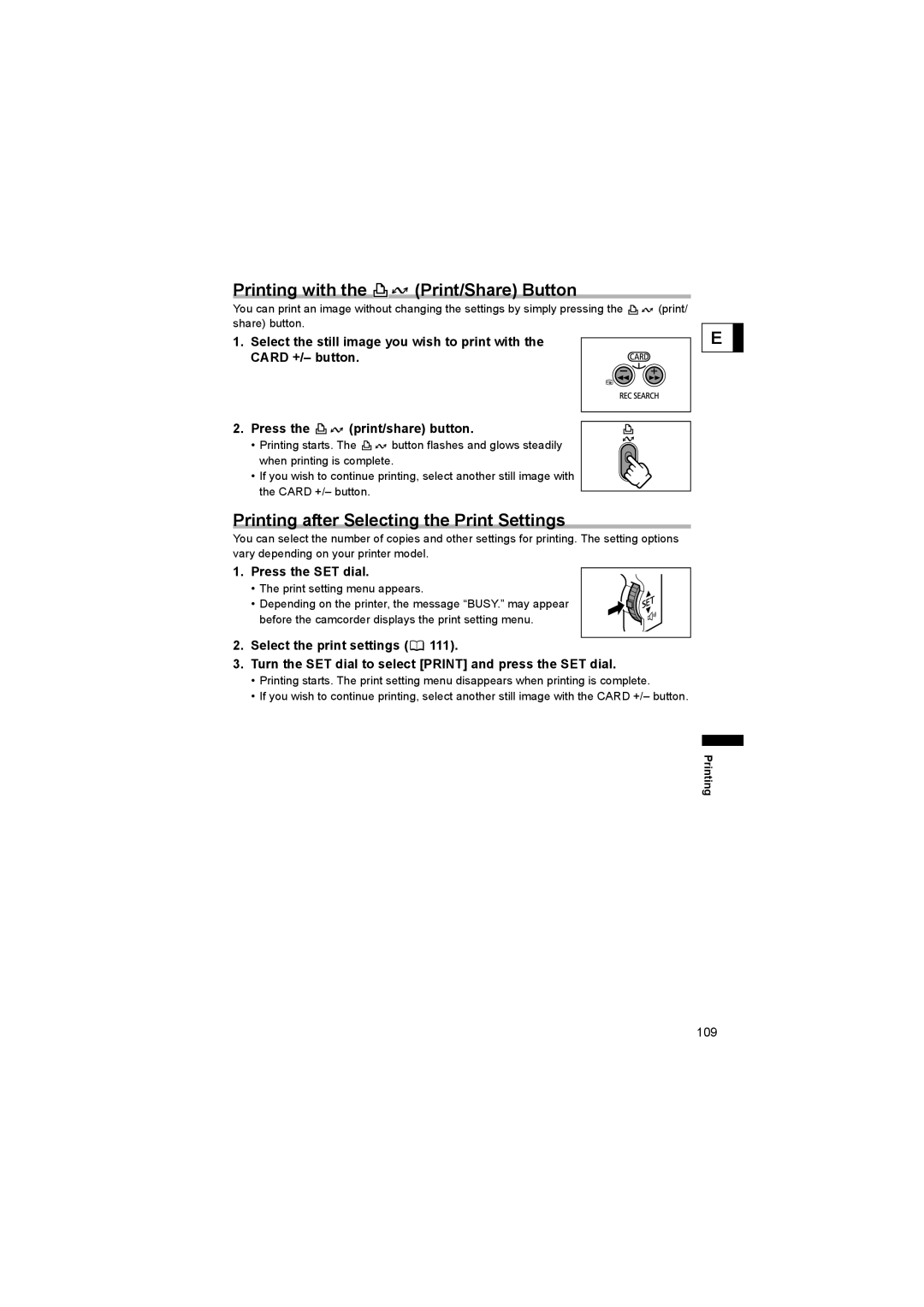 Canon 600 instruction manual Printing with the Print/Share Button, Printing after Selecting the Print Settings 