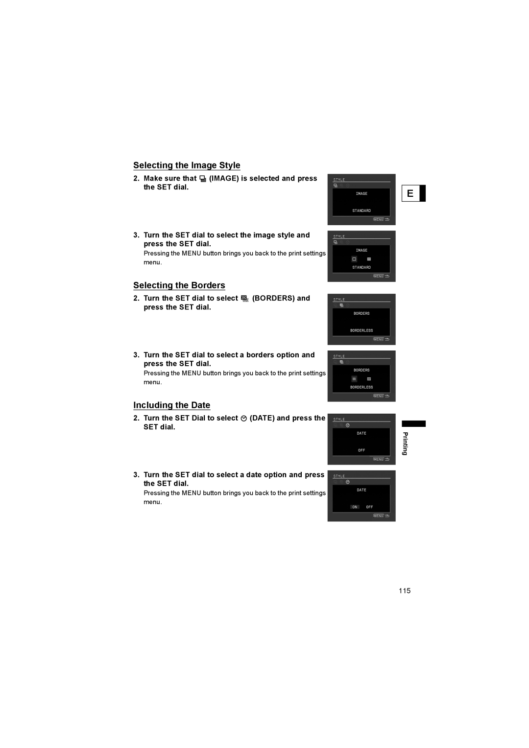 Canon 600 instruction manual Selecting the Image Style 