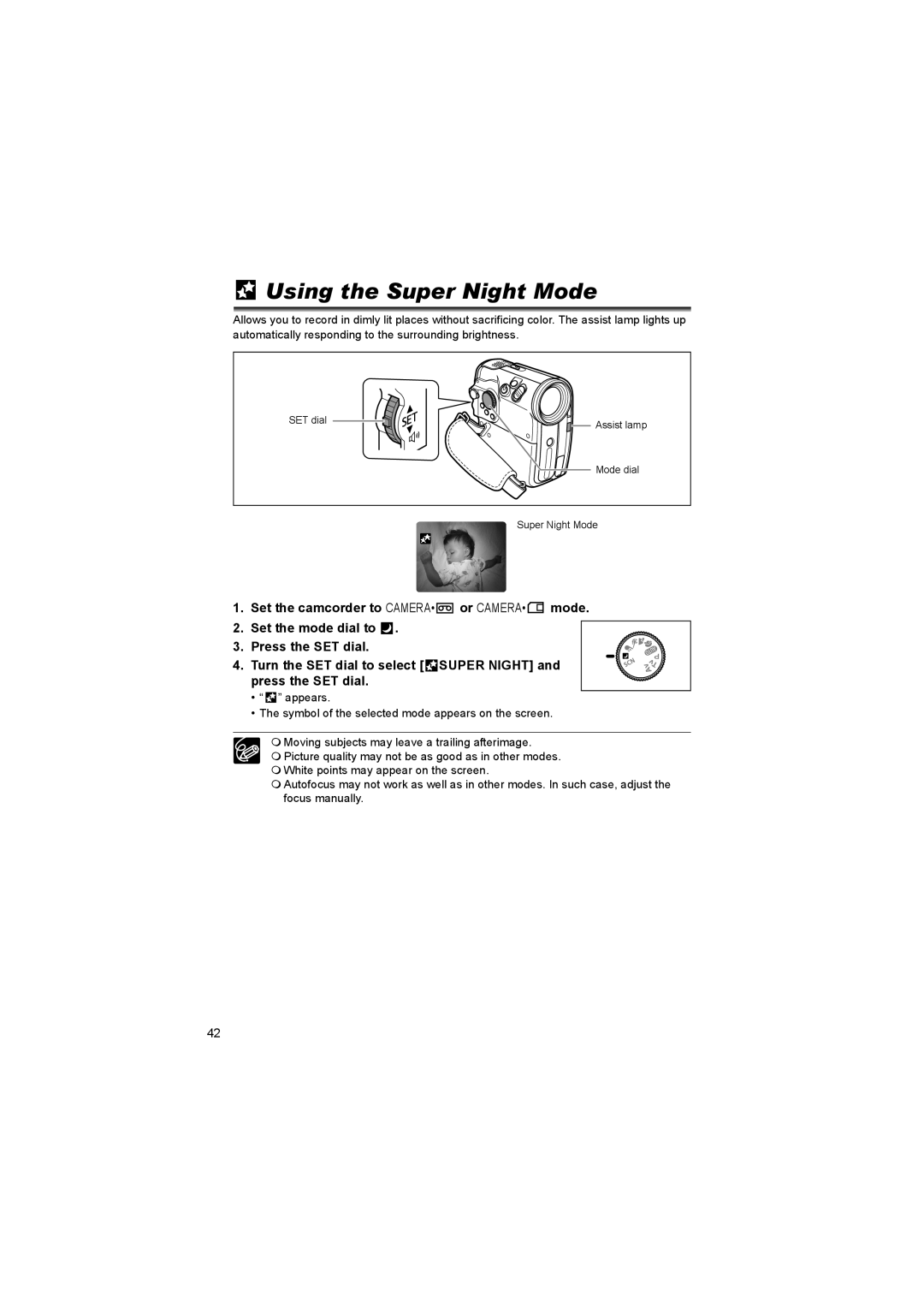 Canon 600 instruction manual Using the Super Night Mode 